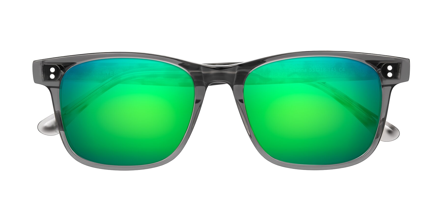 Folded Front of Rhanna in Gray/Tortoise with Green Mirrored Lenses
