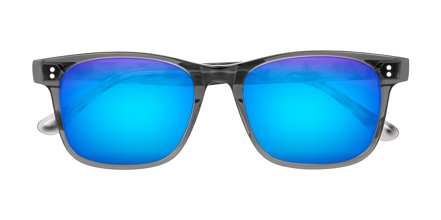 Folded Front of Rhanna in Gray/Tortoise with Blue Mirrored Lenses