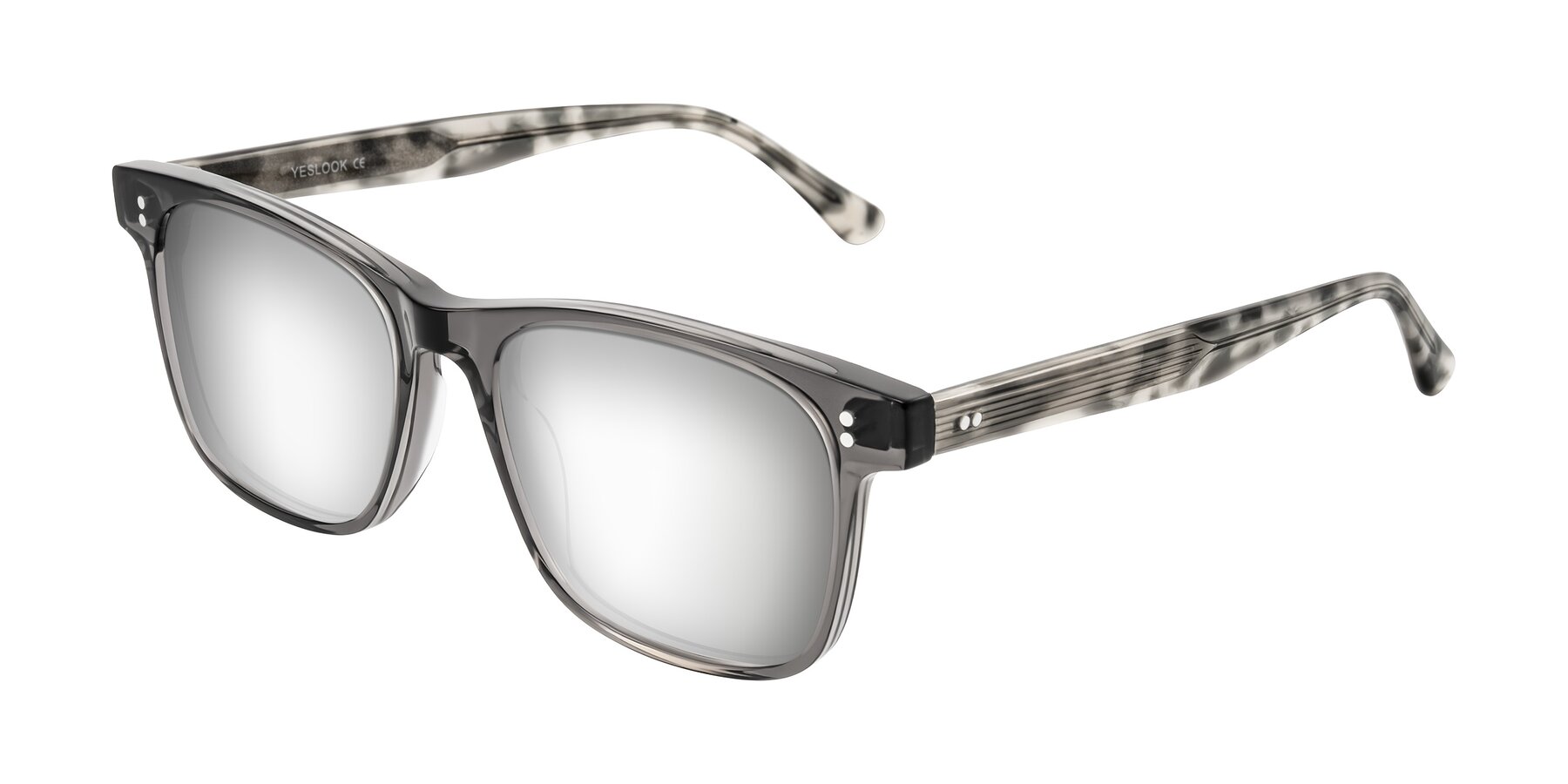 Angle of Rhanna in Gray/Tortoise with Silver Mirrored Lenses