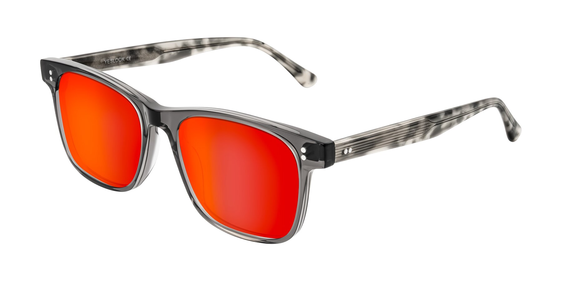Angle of Rhanna in Gray/Tortoise with Red Gold Mirrored Lenses