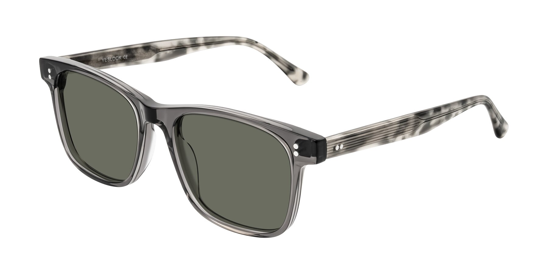 Angle of Rhanna in Gray/Tortoise with Gray Polarized Lenses