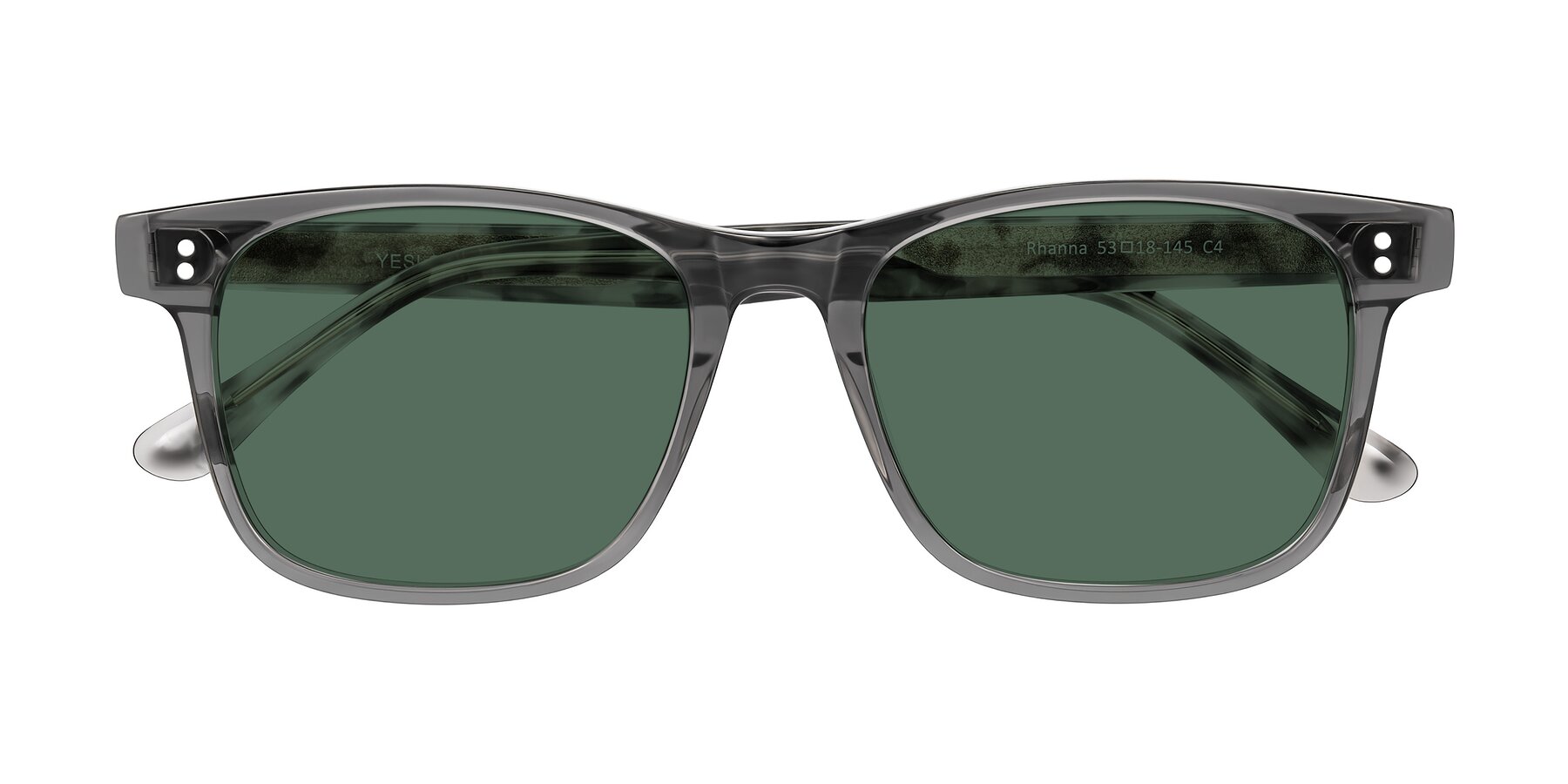 Folded Front of Rhanna in Gray/Tortoise with Green Polarized Lenses