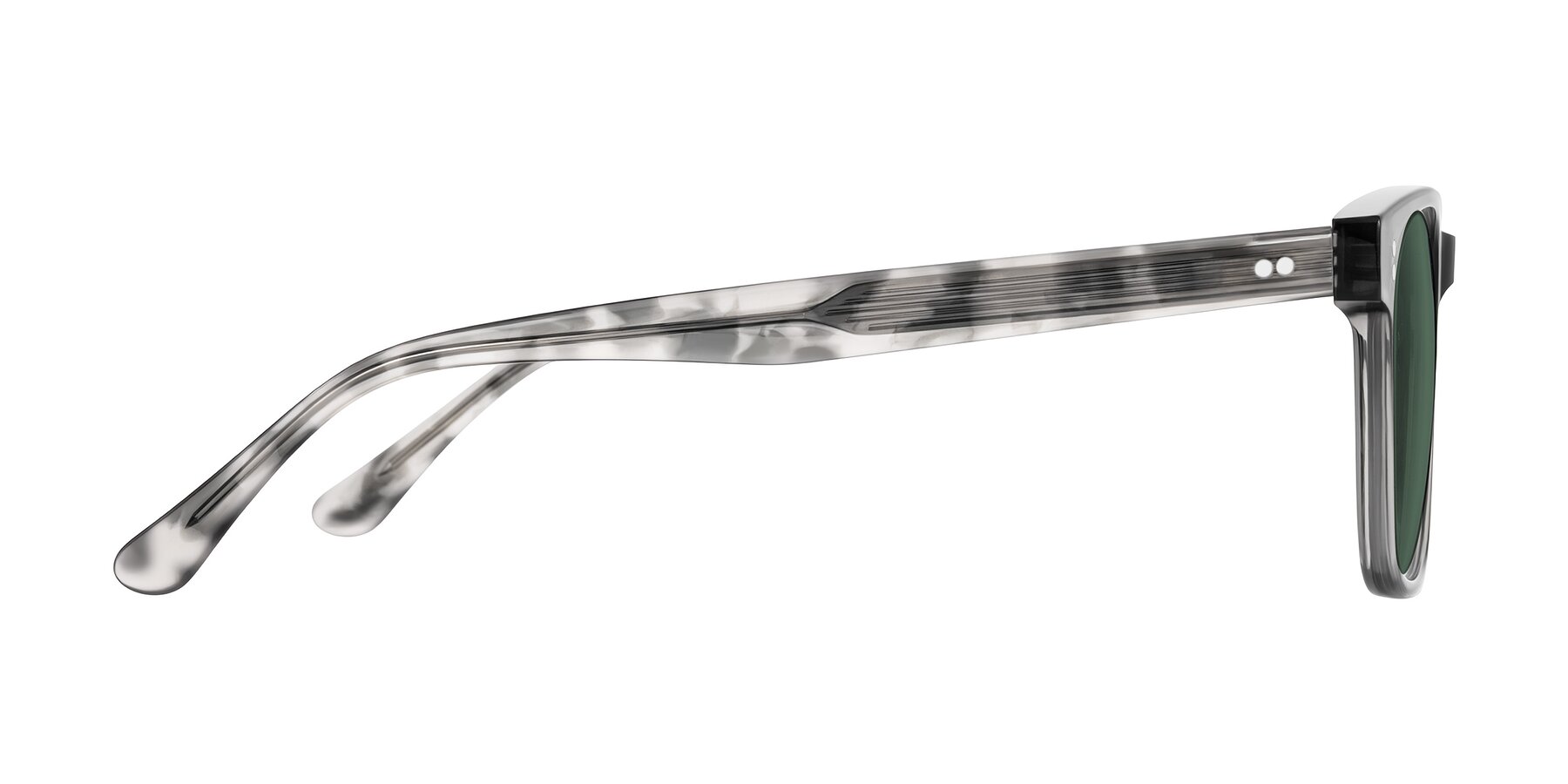 Side of Rhanna in Gray/Tortoise with Green Polarized Lenses