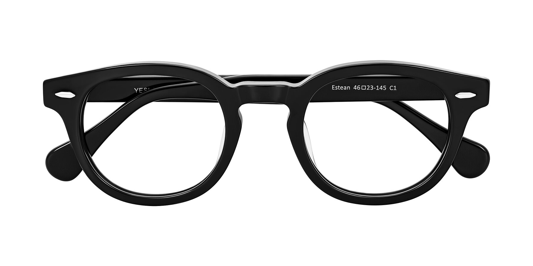 Folded Front of Estean in Black with Clear Blue Light Blocking Lenses