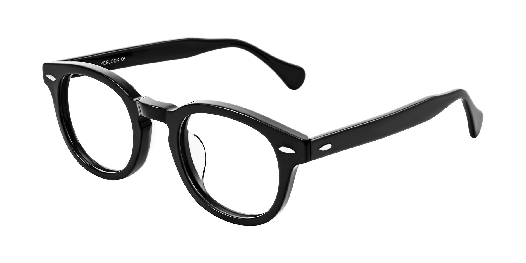 Angle of Estean in Black with Clear Blue Light Blocking Lenses