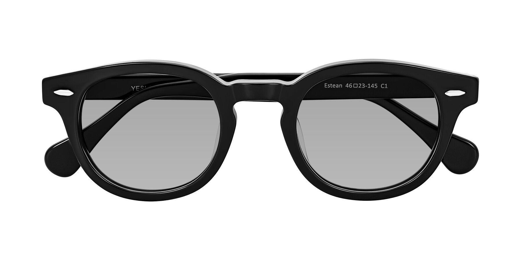 Folded Front of Estean in Black with Light Gray Tinted Lenses