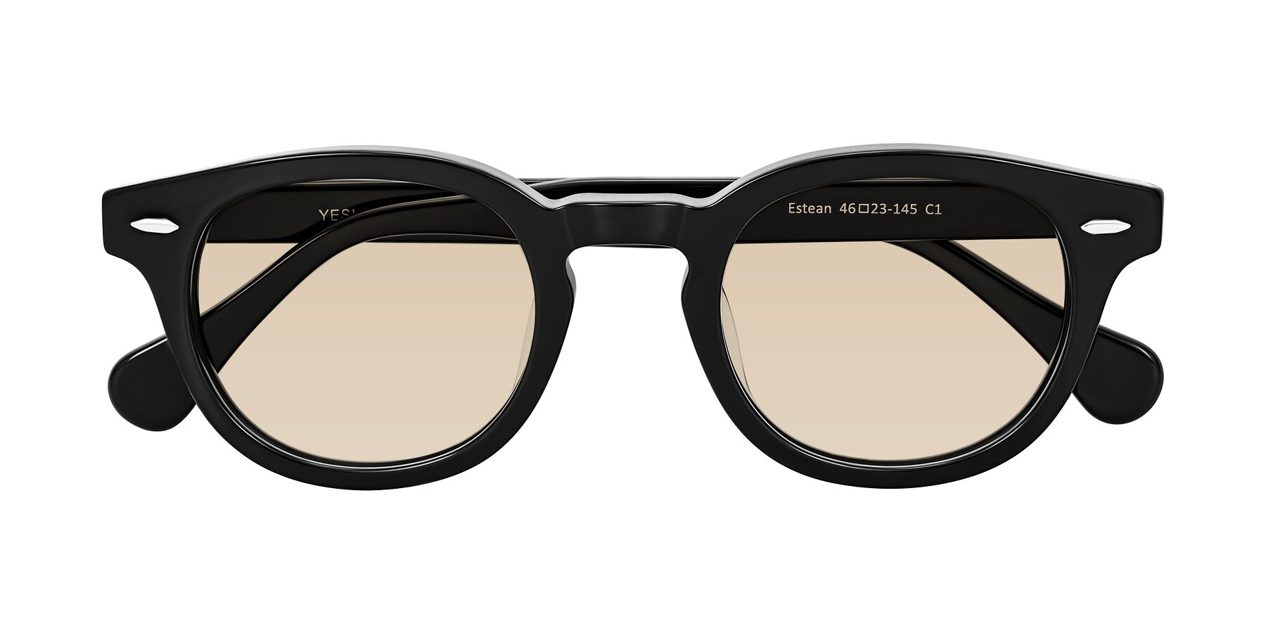 Folded Front of Estean in Black with Light Brown Tinted Lenses