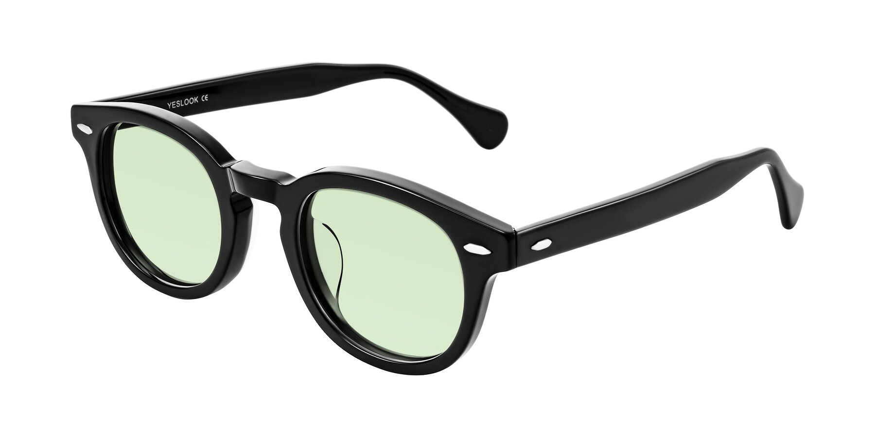 Angle of Estean in Black with Light Green Tinted Lenses