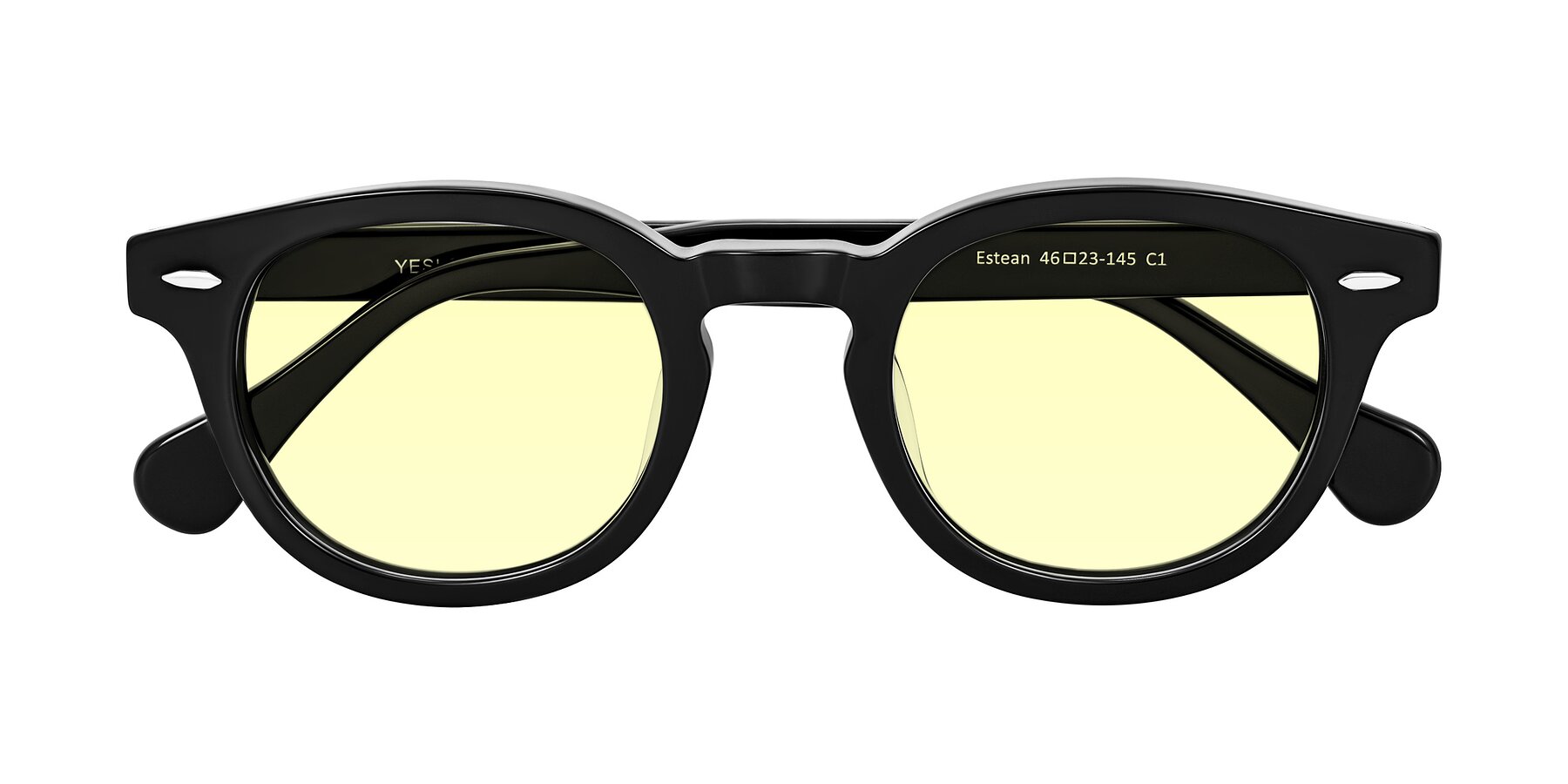 Folded Front of Estean in Black with Light Yellow Tinted Lenses