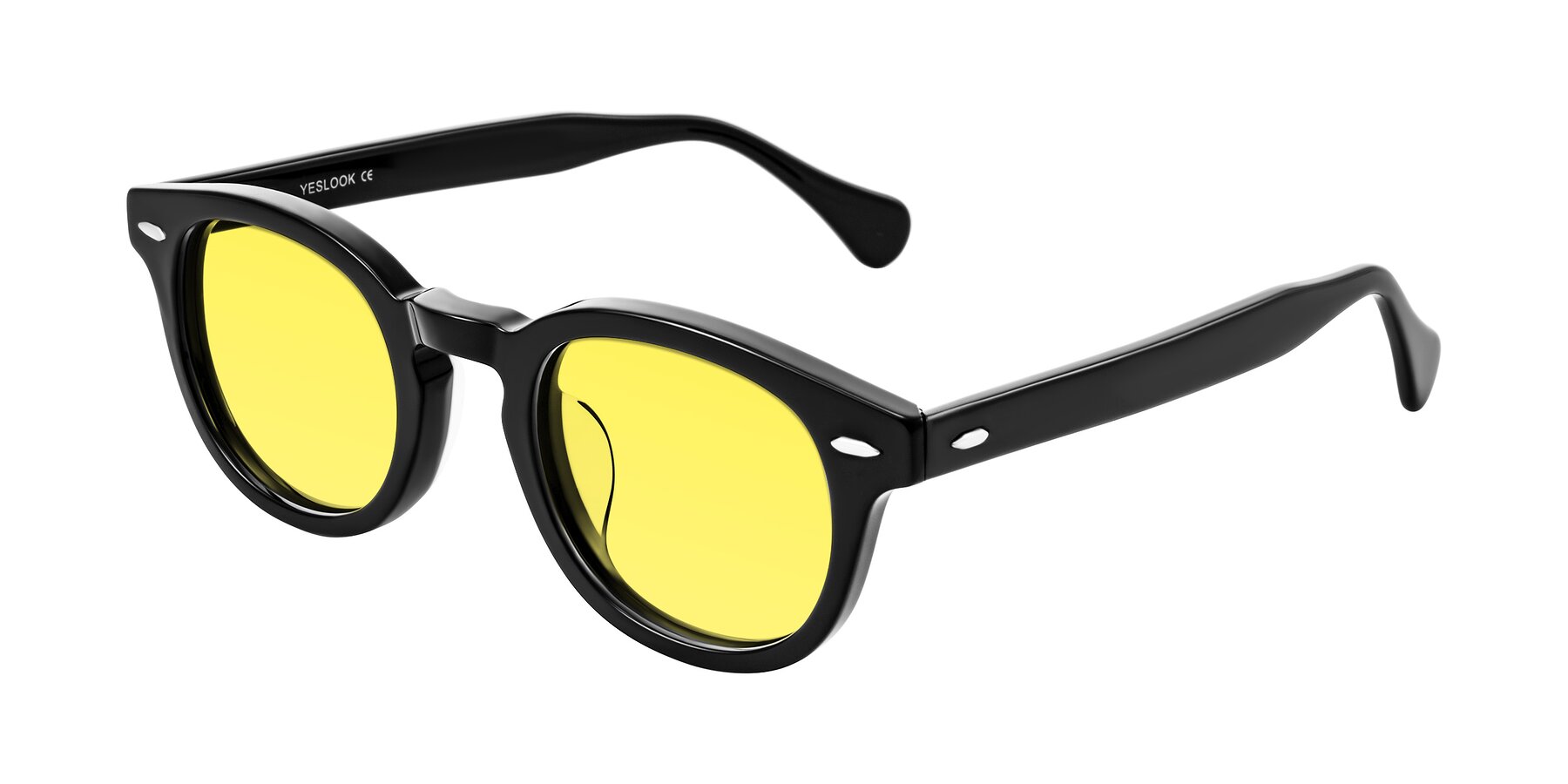 Angle of Estean in Black with Medium Yellow Tinted Lenses