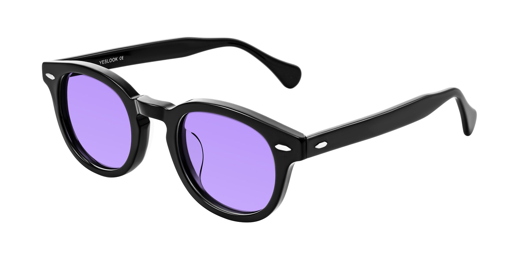 Angle of Estean in Black with Medium Purple Tinted Lenses
