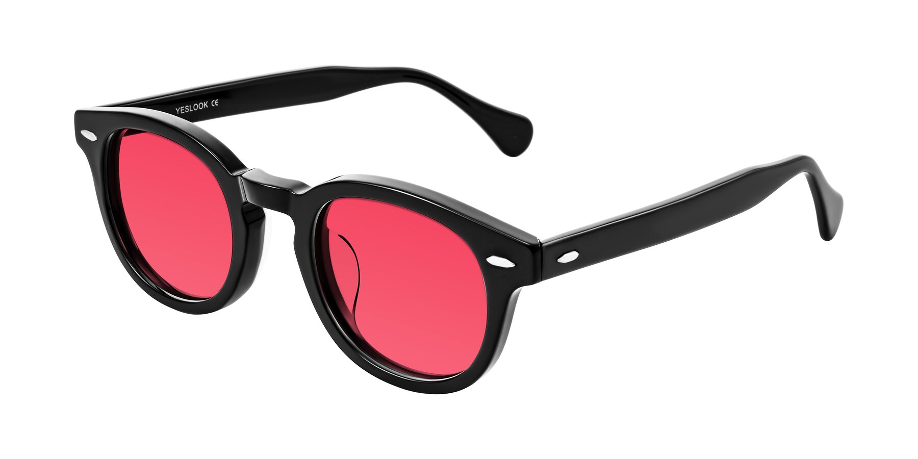 Angle of Estean in Black with Red Tinted Lenses