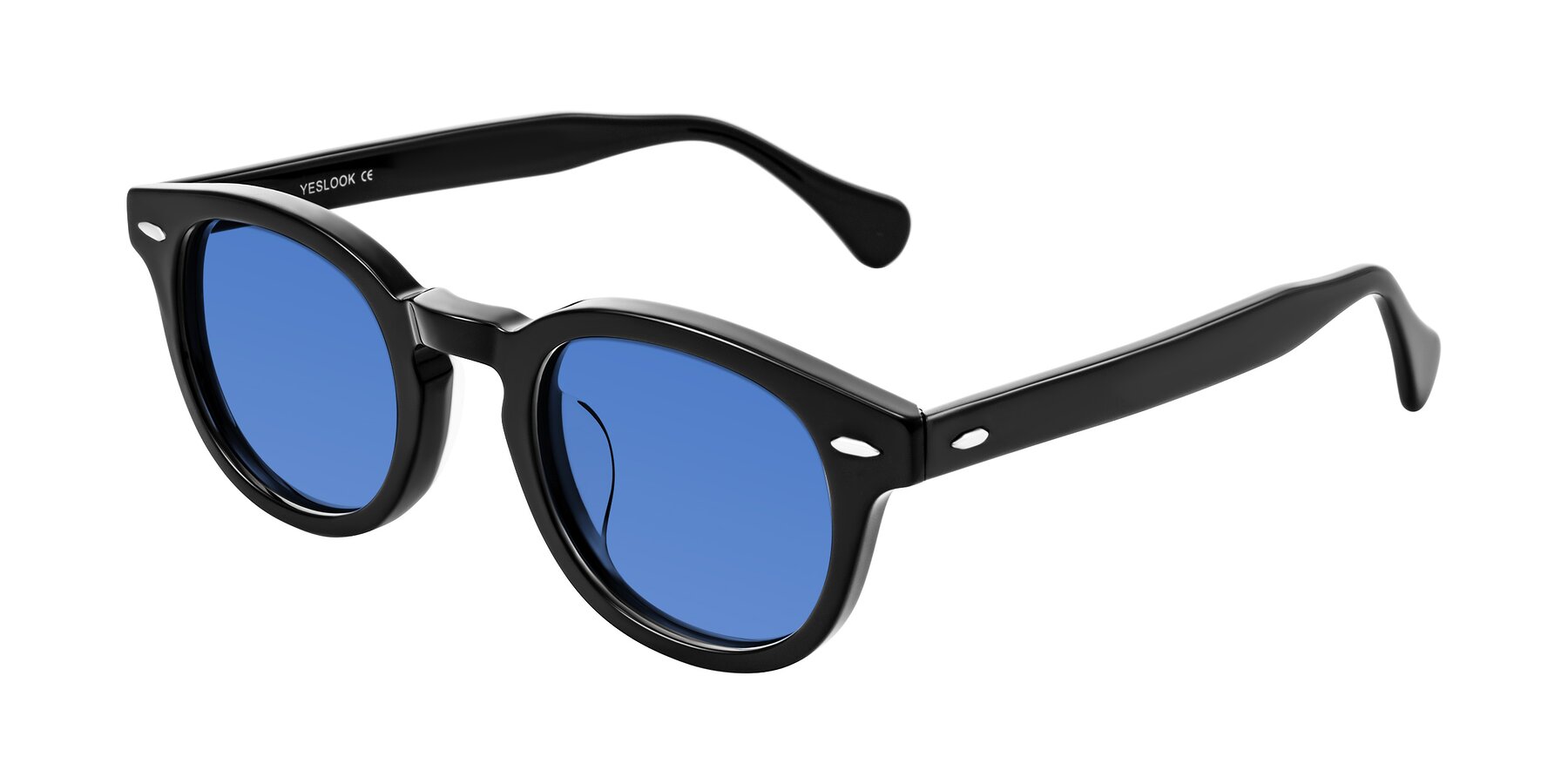 Angle of Estean in Black with Blue Tinted Lenses