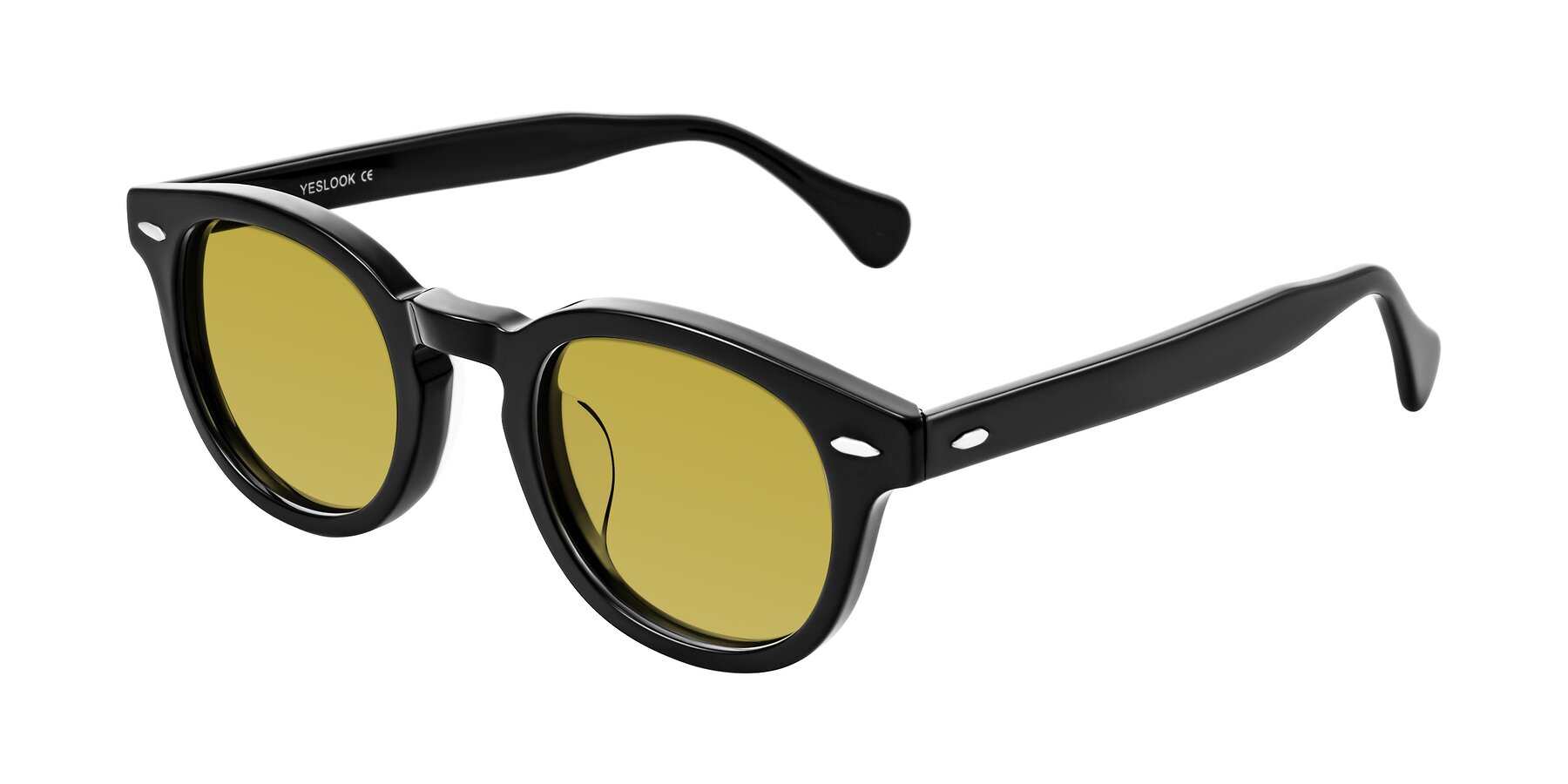 Angle of Estean in Black with Champagne Tinted Lenses