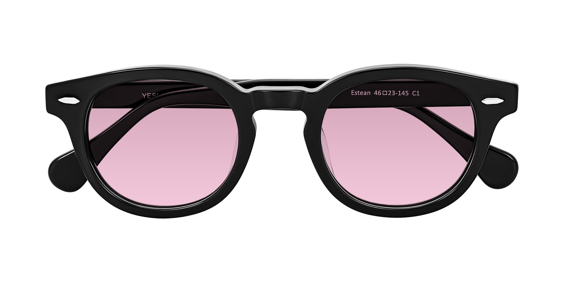 Folded Front of Estean in Black with Light Wine Tinted Lenses