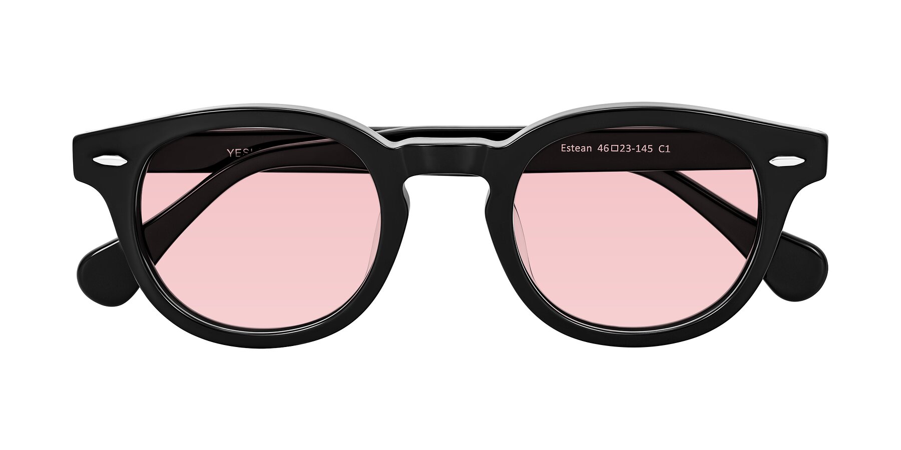 Folded Front of Estean in Black with Light Garnet Tinted Lenses