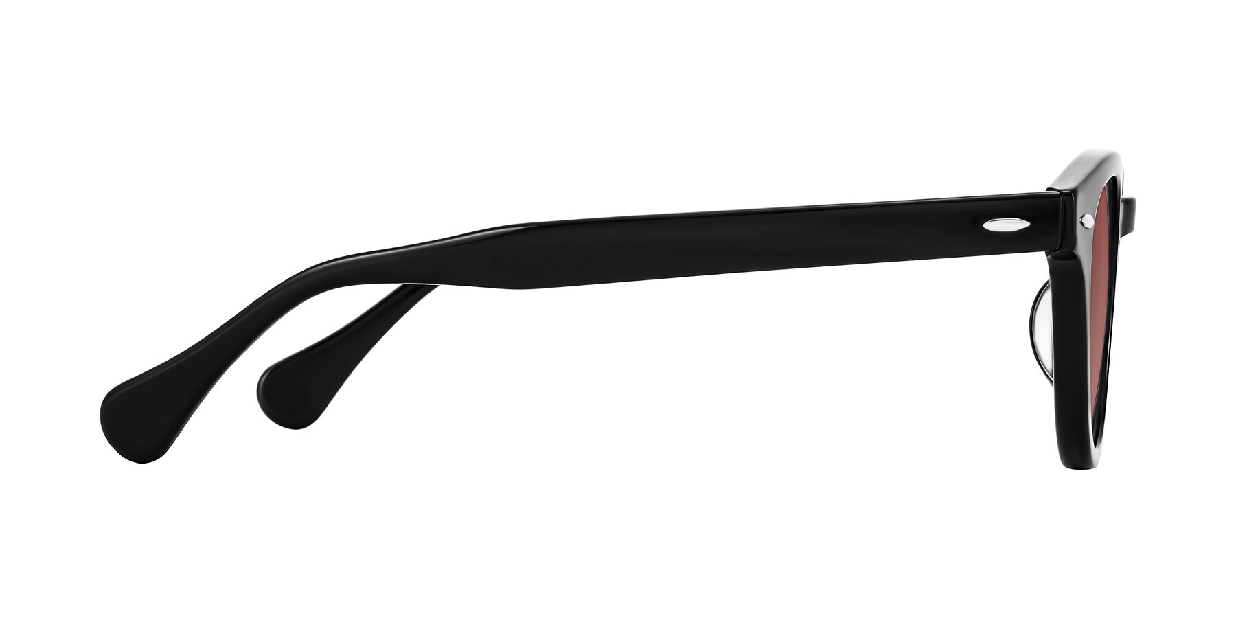 Side of Estean in Black with Garnet Tinted Lenses
