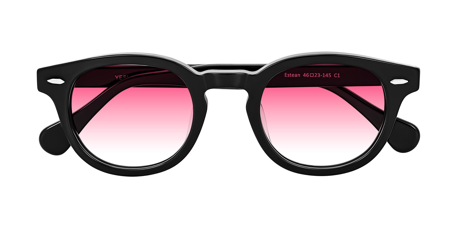 Folded Front of Estean in Black with Pink Gradient Lenses