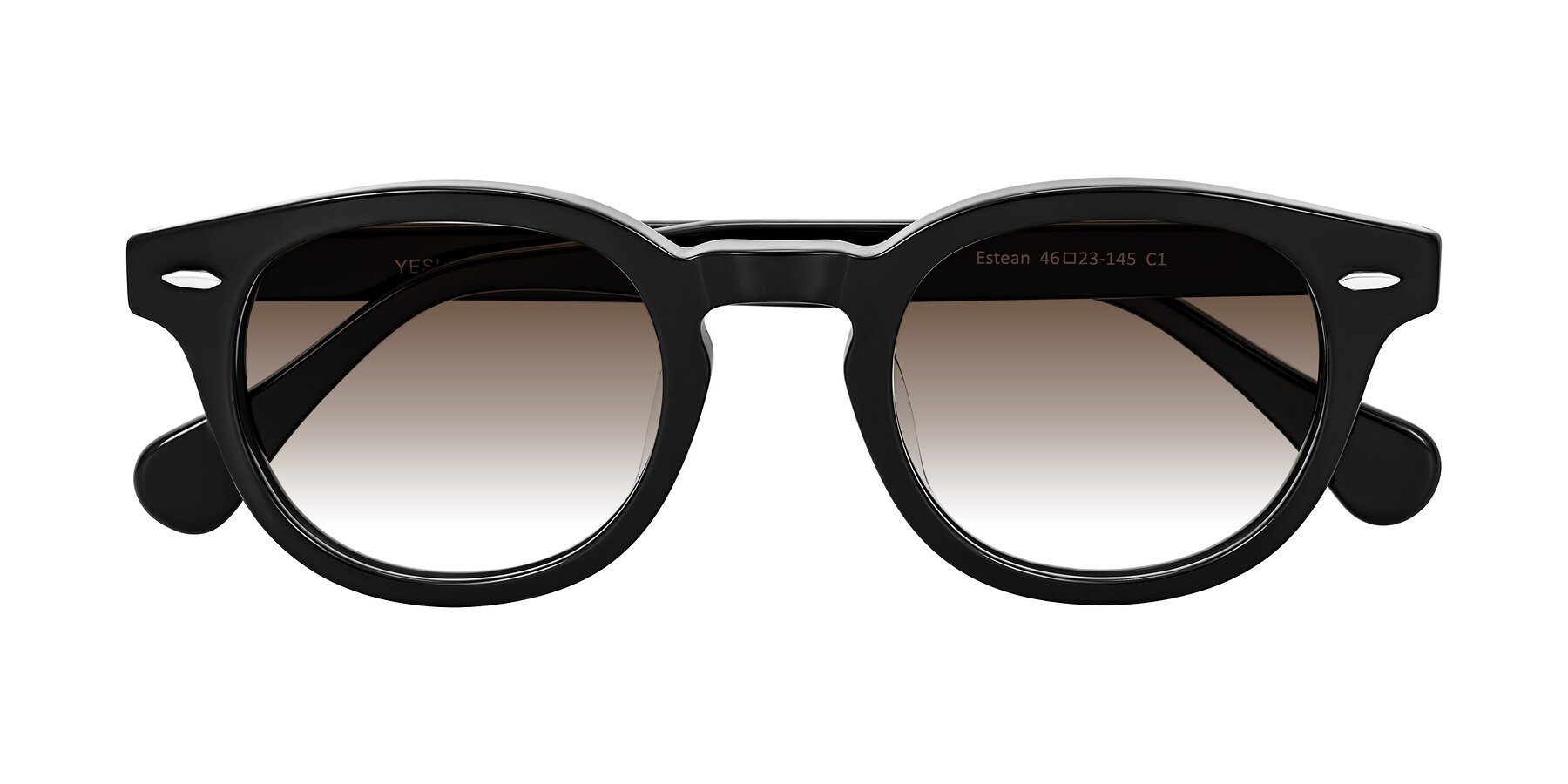 Folded Front of Estean in Black with Brown Gradient Lenses