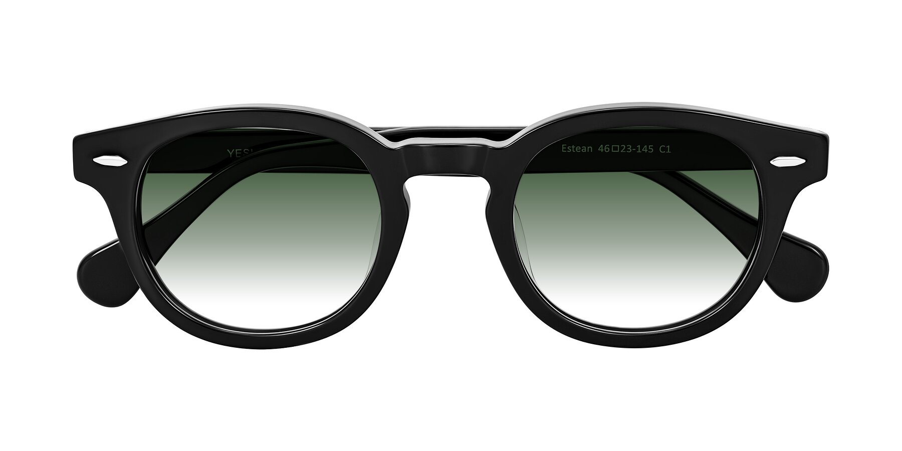 Folded Front of Estean in Black with Green Gradient Lenses