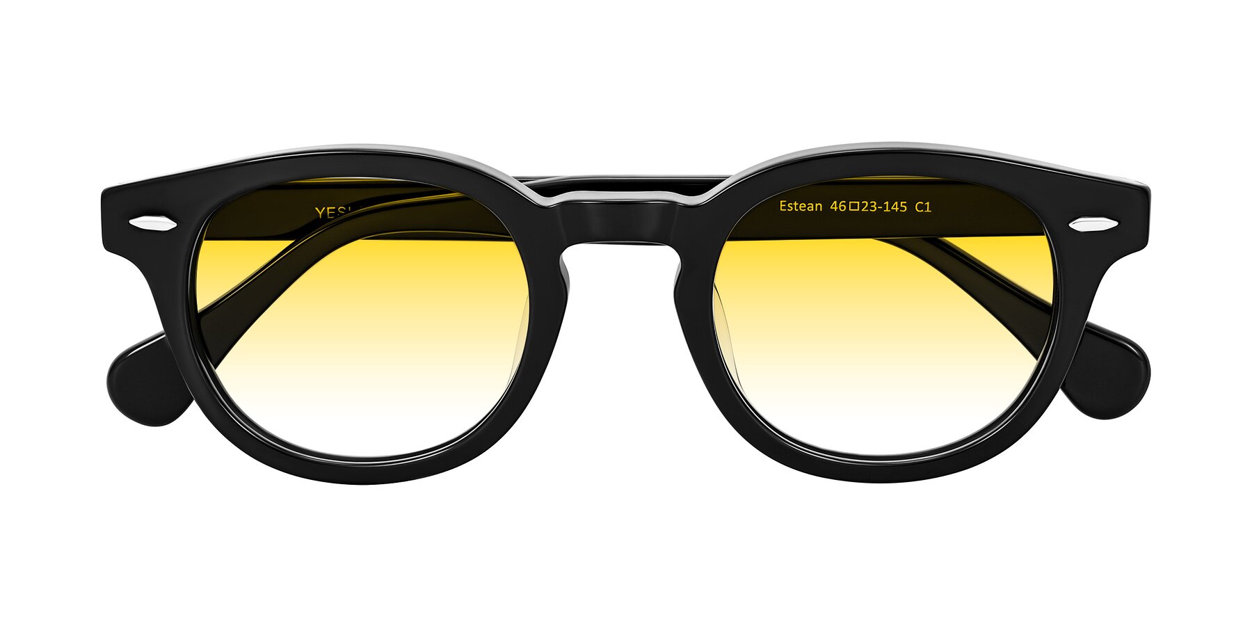 Folded Front of Estean in Black with Yellow Gradient Lenses