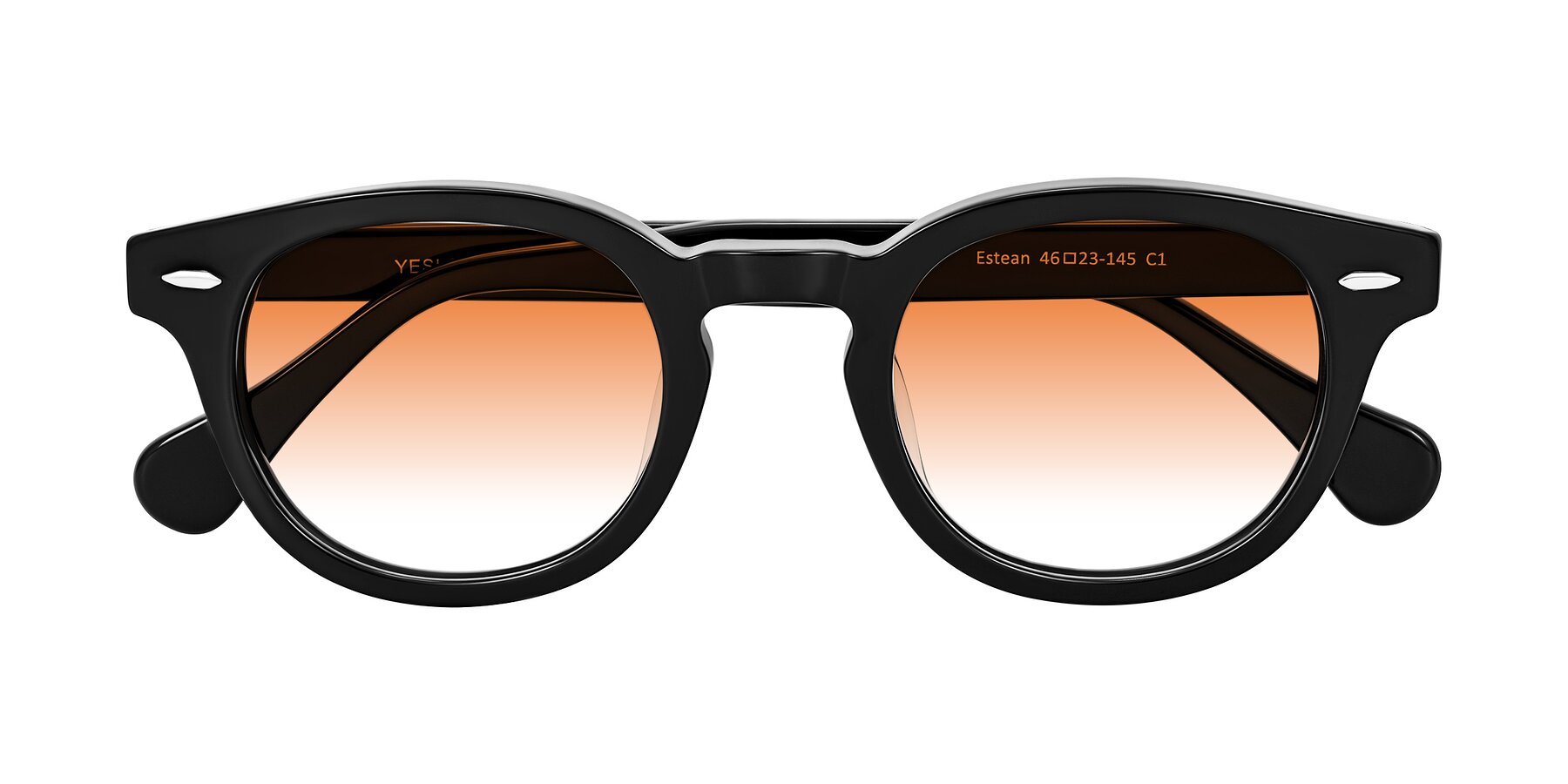 Folded Front of Estean in Black with Orange Gradient Lenses