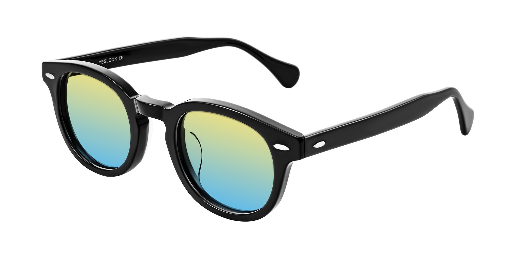 Angle of Estean in Black with Yellow / Blue Gradient Lenses