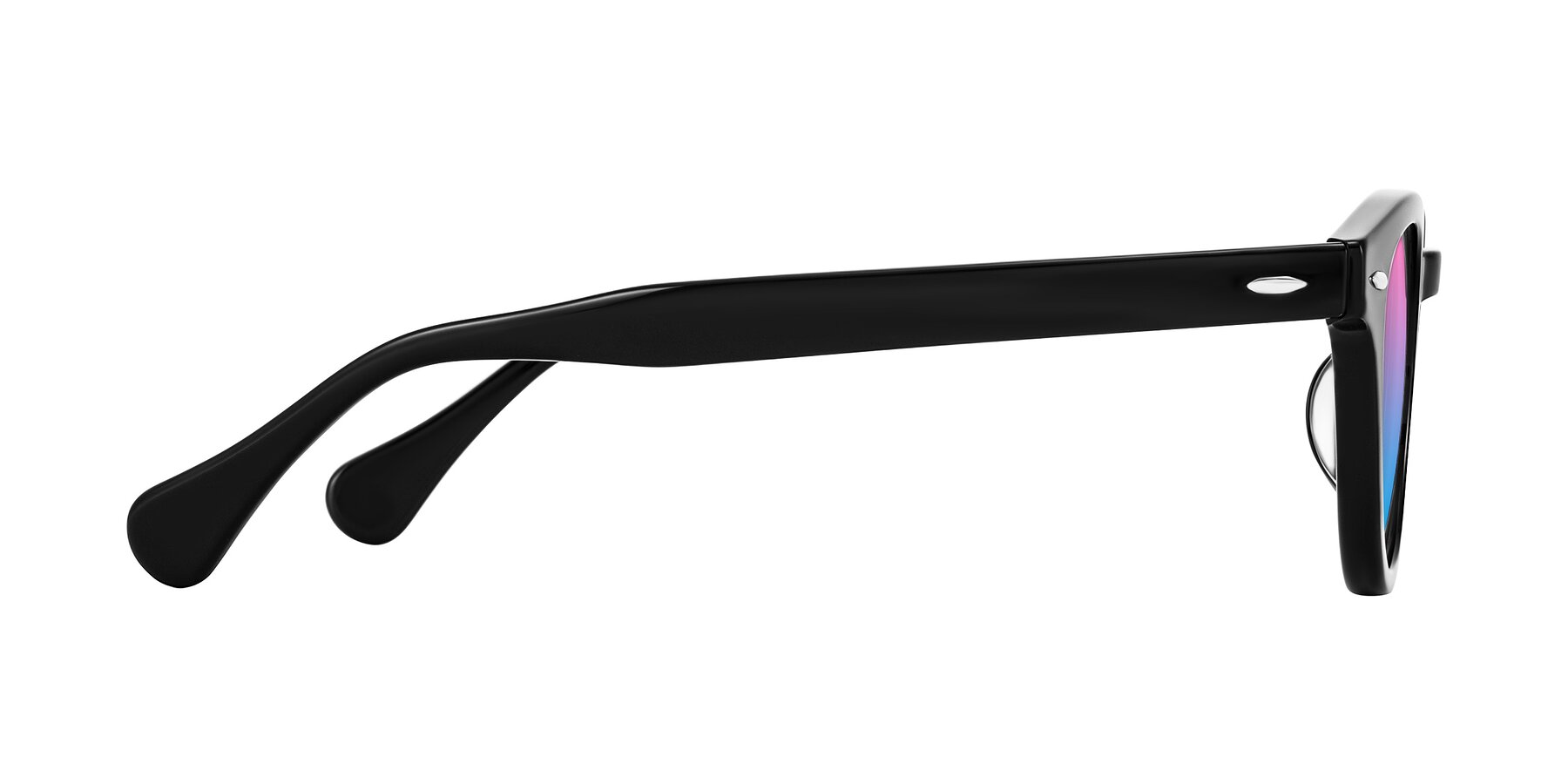 Side of Estean in Black with Pink / Blue Gradient Lenses