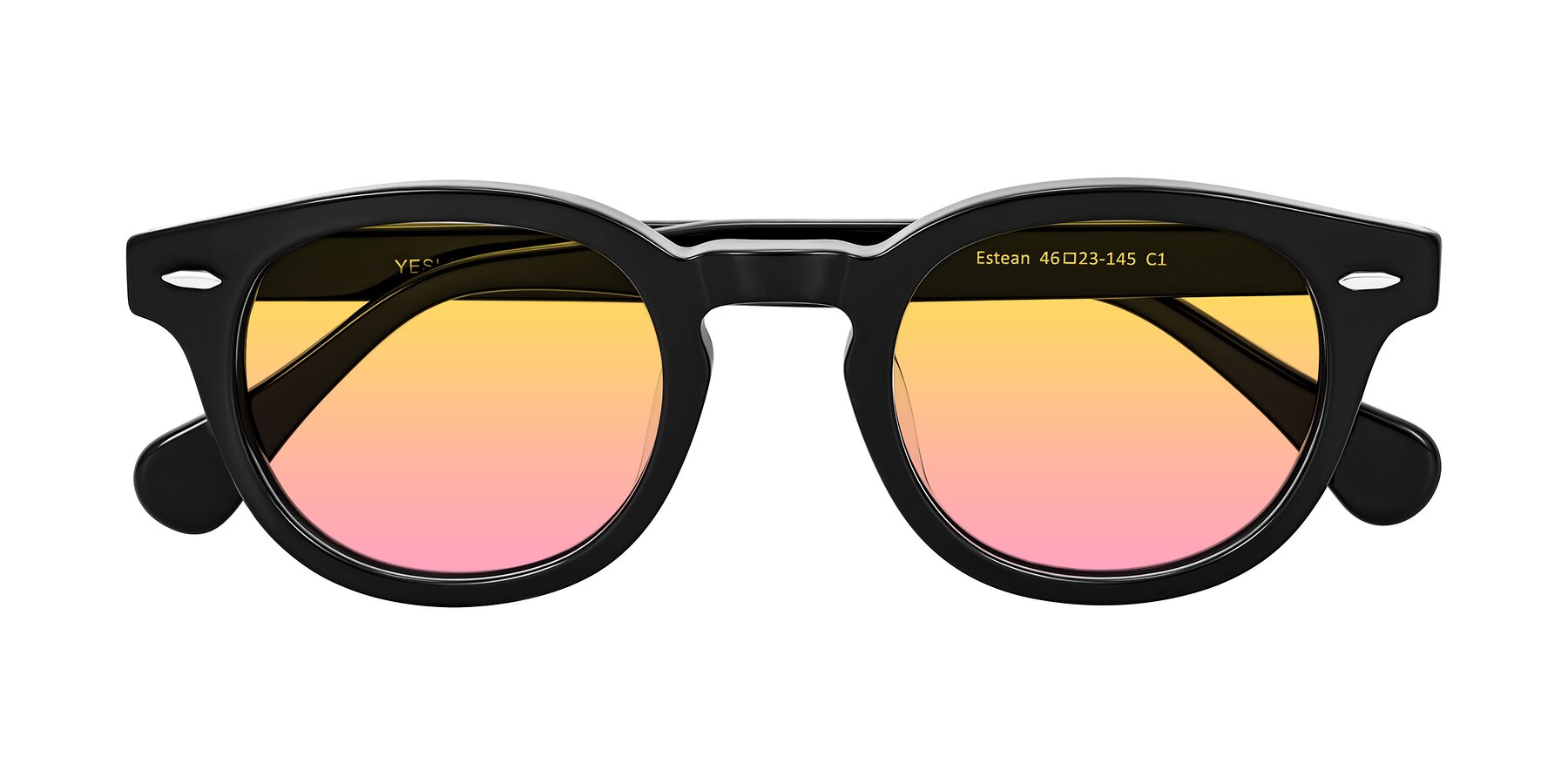 Folded Front of Estean in Black with Yellow / Pink Gradient Lenses