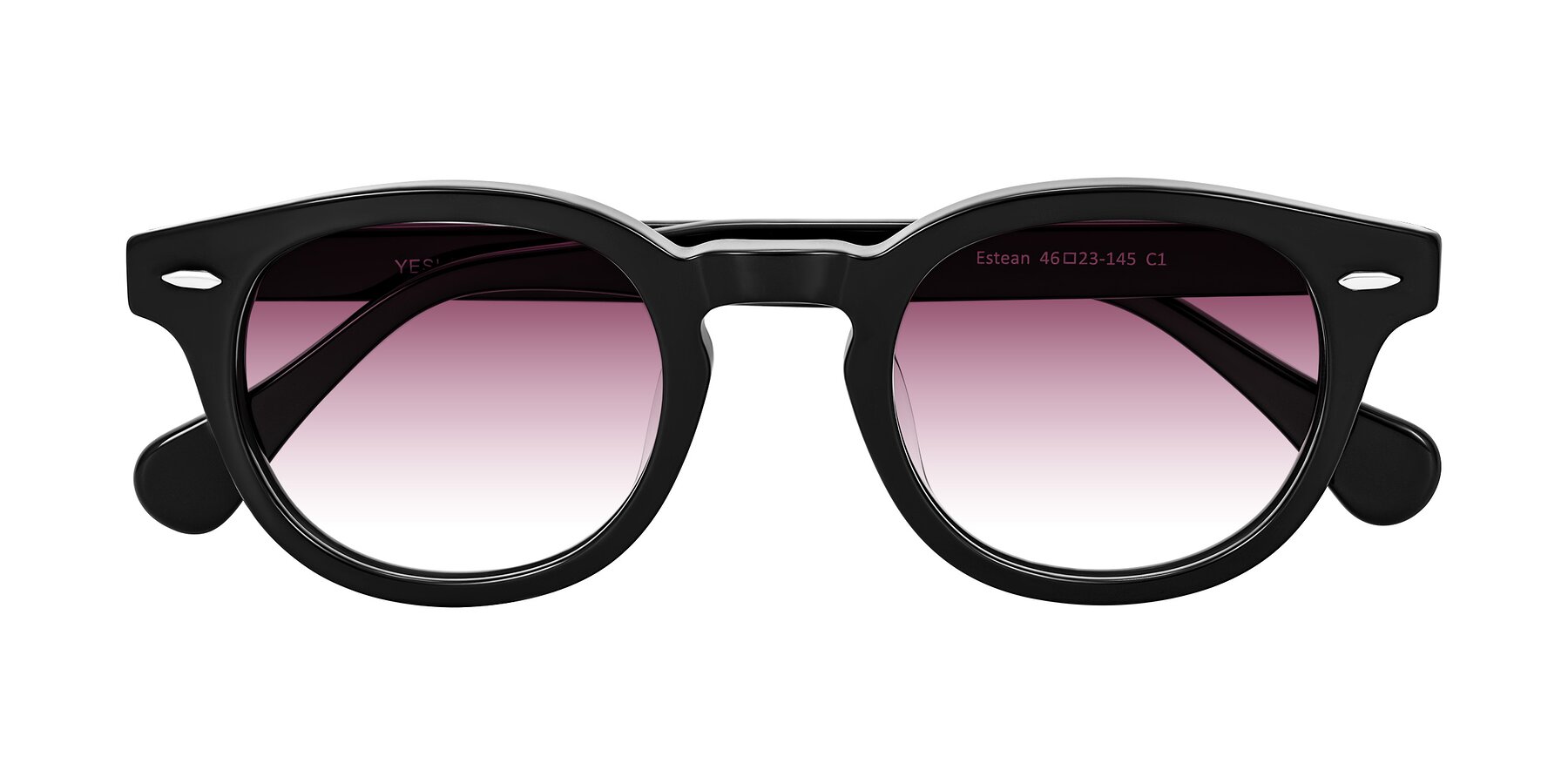 Folded Front of Estean in Black with Wine Gradient Lenses