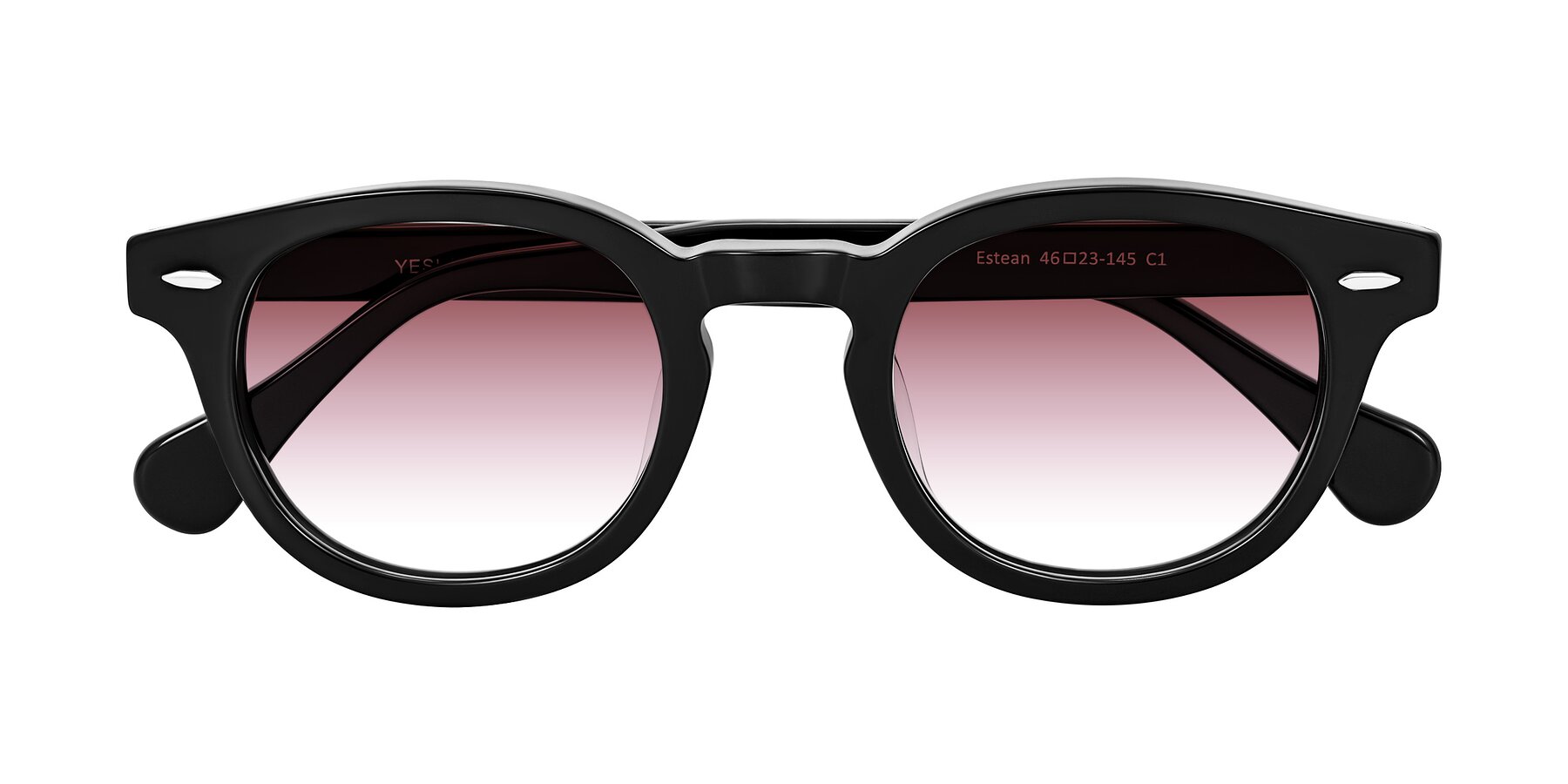 Folded Front of Estean in Black with Garnet Gradient Lenses