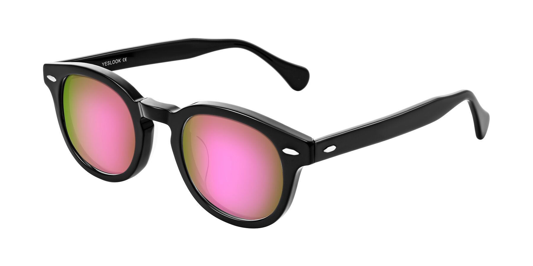 Angle of Estean in Black with Pink Mirrored Lenses