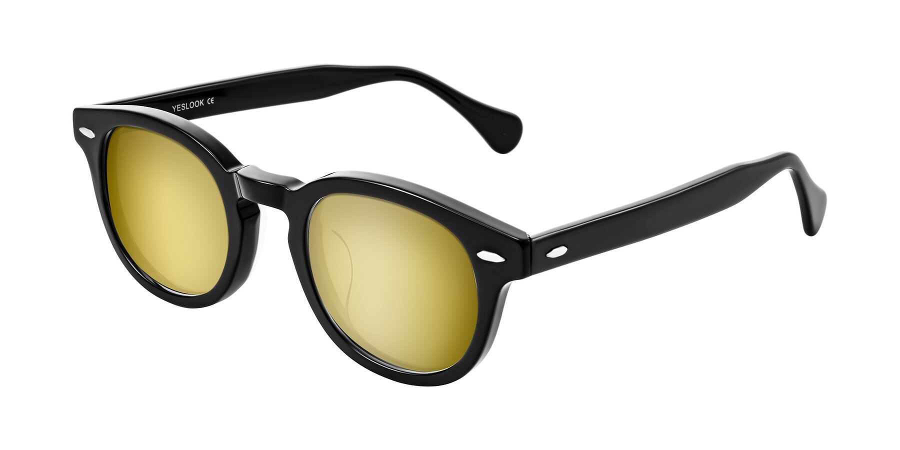 Angle of Estean in Black with Gold Mirrored Lenses