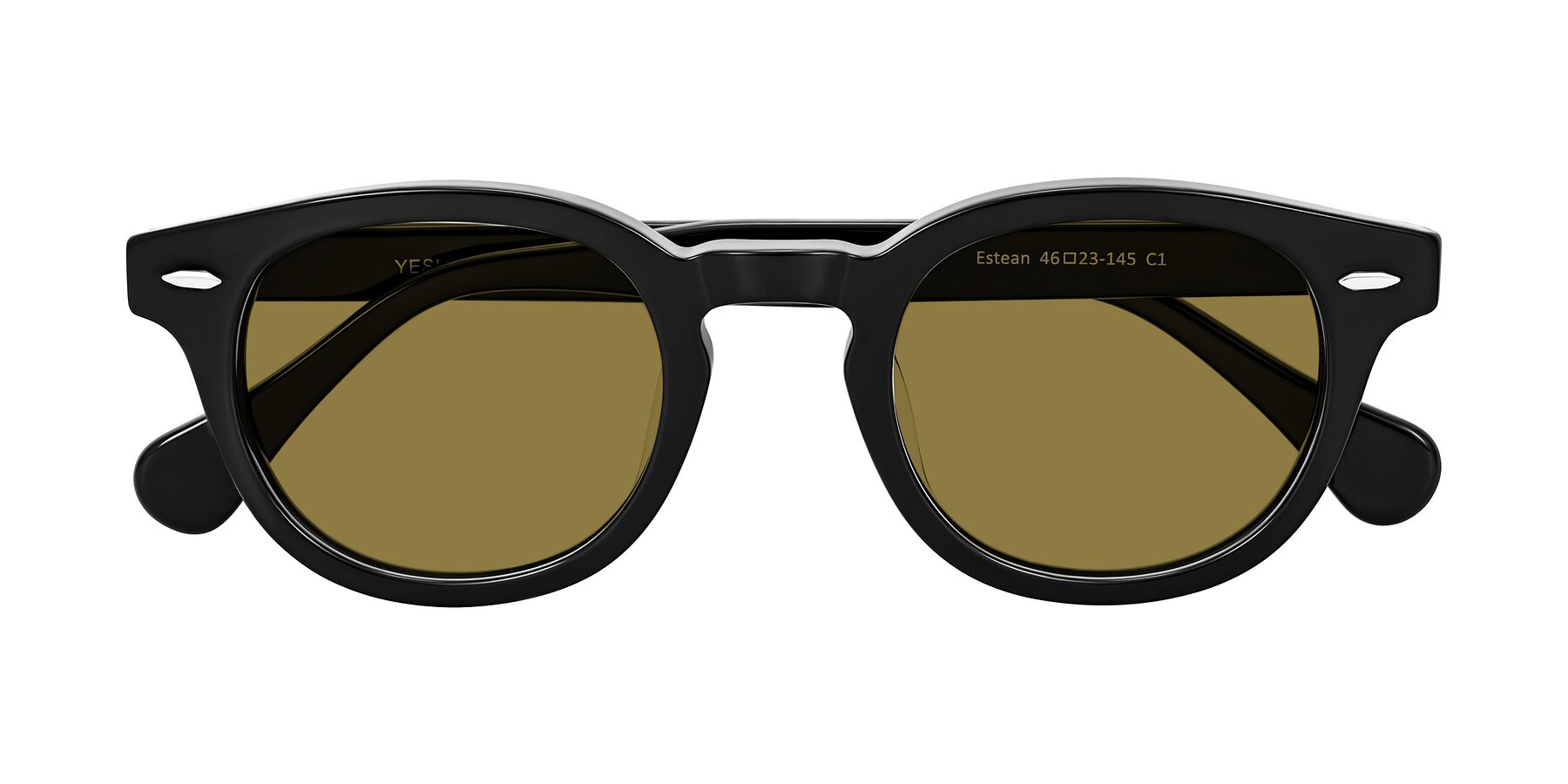 Folded Front of Estean in Black with Brown Polarized Lenses