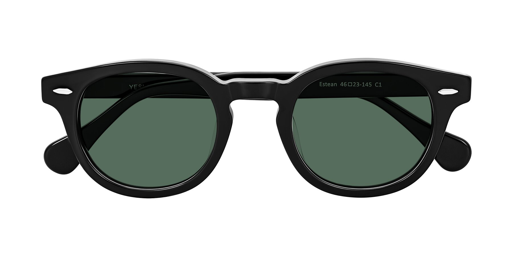 Folded Front of Estean in Black with Green Polarized Lenses