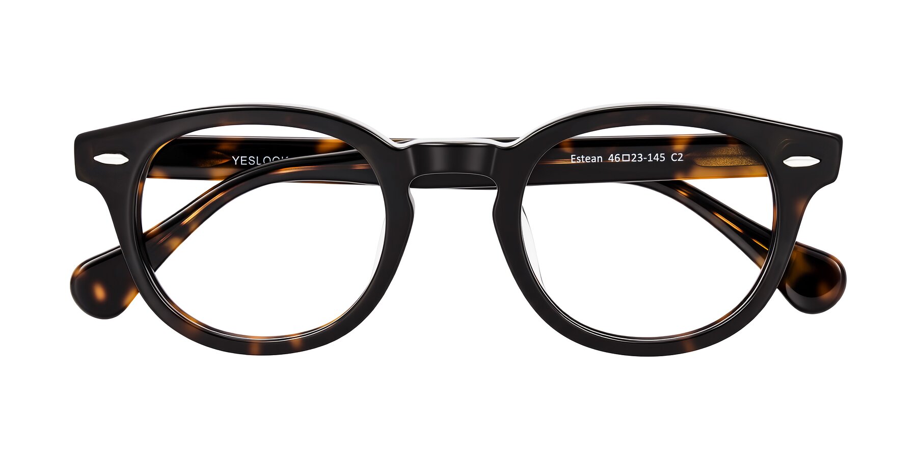 Folded Front of Estean in Dark Tortoise with Clear Eyeglass Lenses