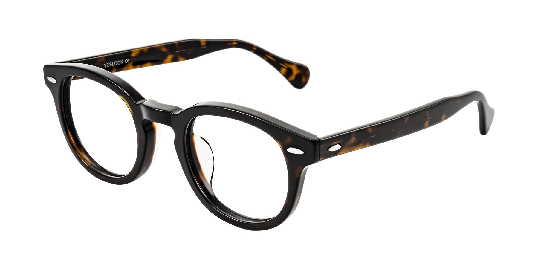 Angle of Estean in Dark Tortoise with Clear Eyeglass Lenses