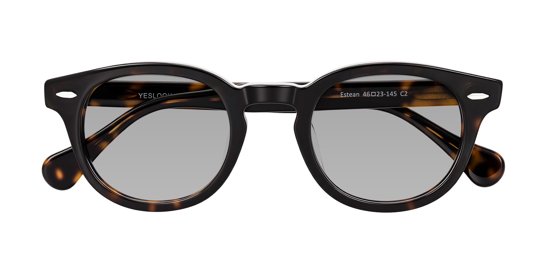 Folded Front of Estean in Dark Tortoise with Light Gray Tinted Lenses