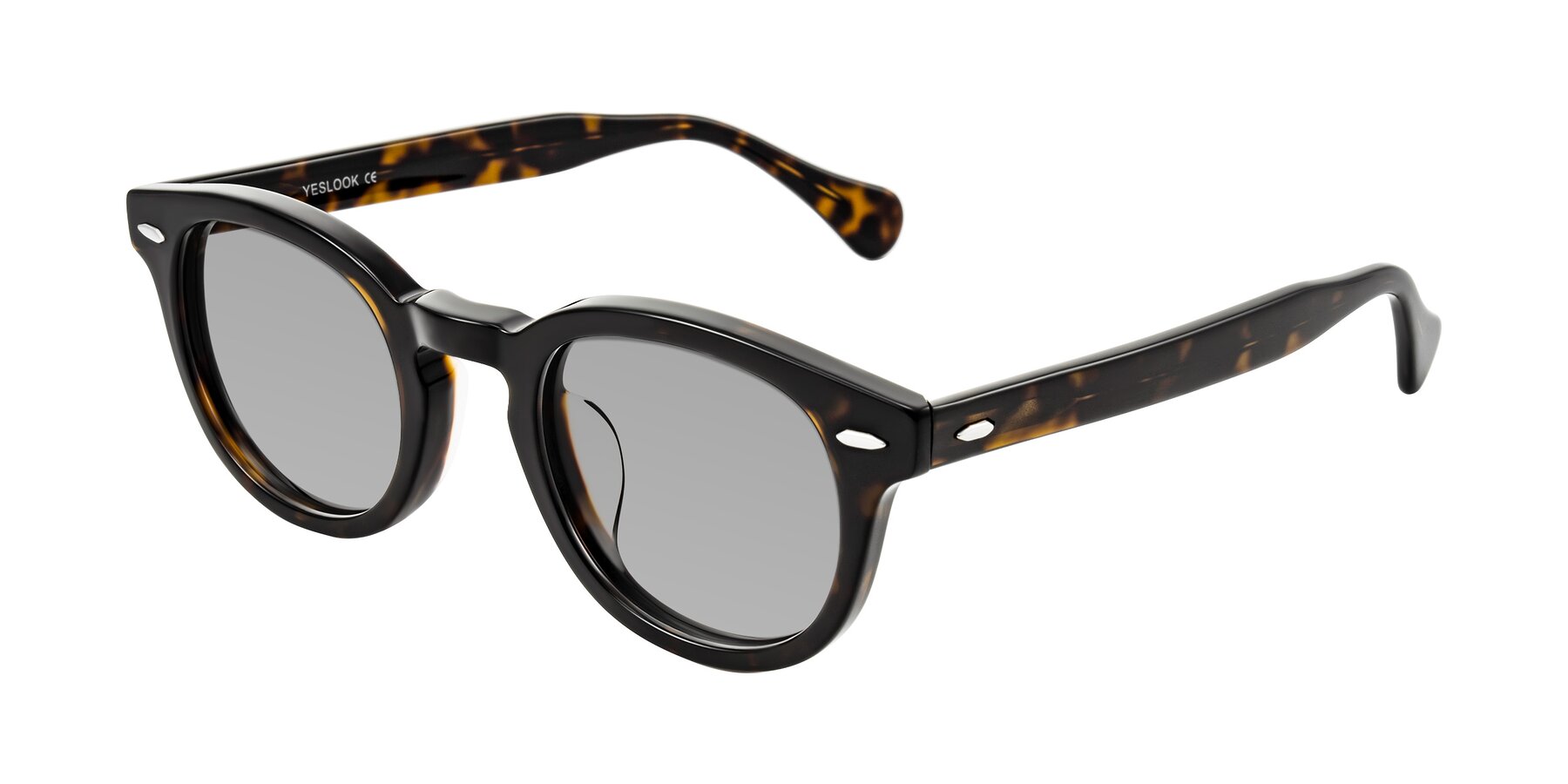 Angle of Estean in Dark Tortoise with Light Gray Tinted Lenses