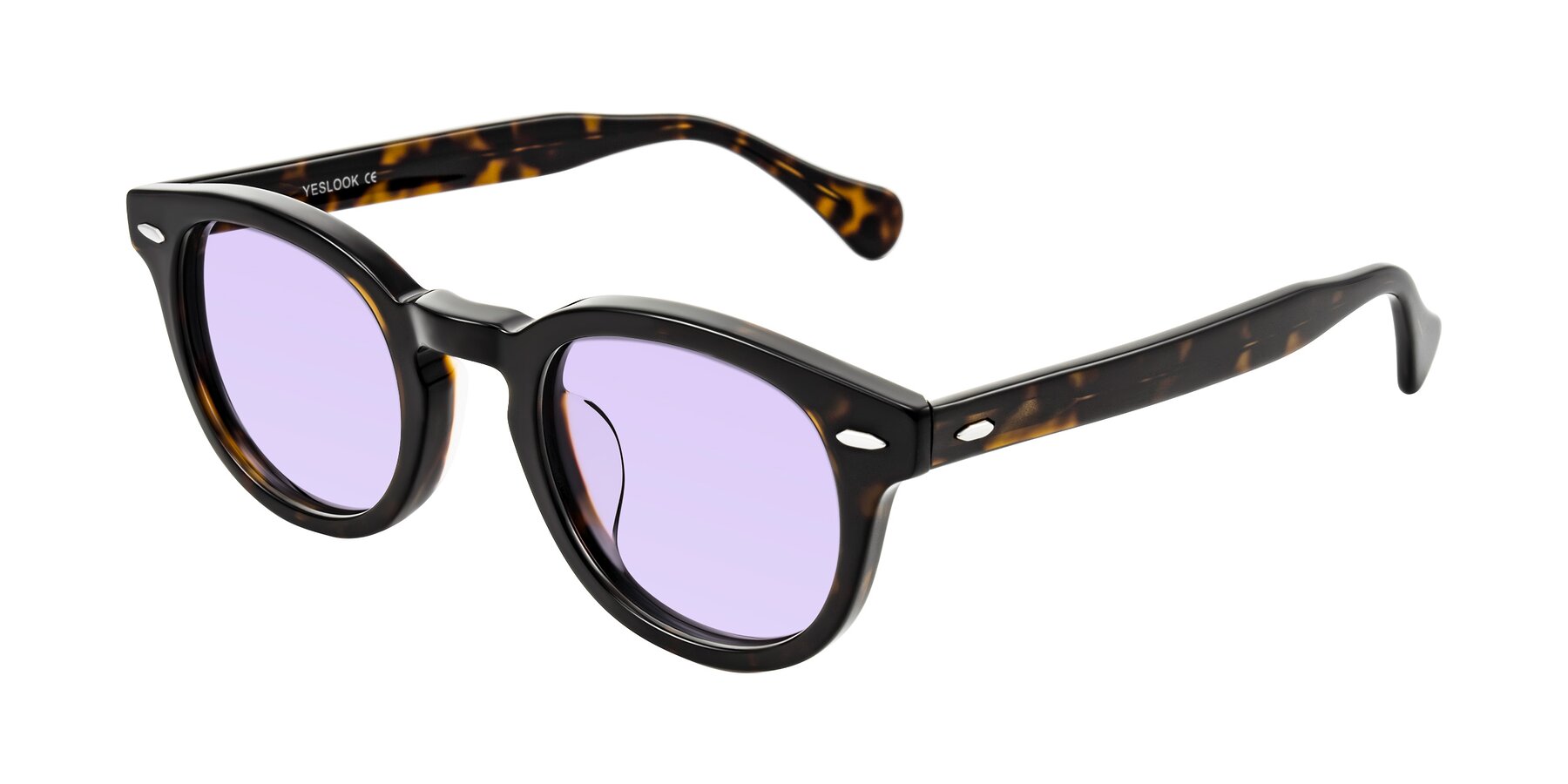 Angle of Estean in Dark Tortoise with Light Purple Tinted Lenses