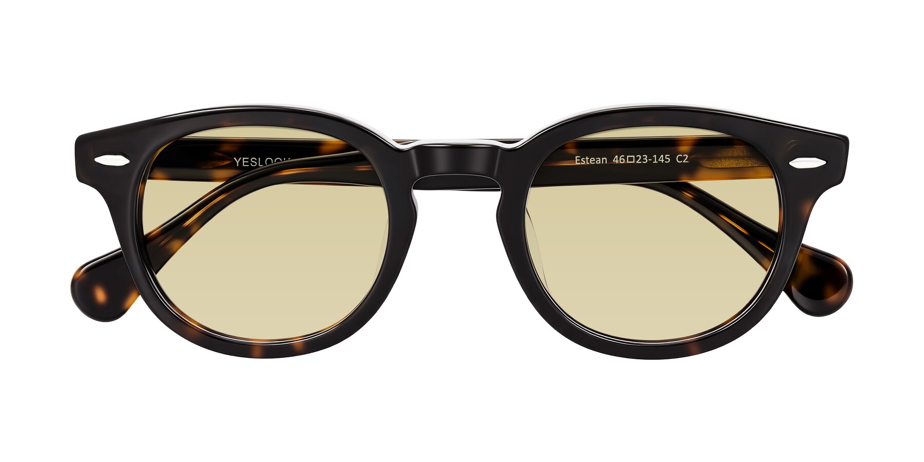Folded Front of Estean in Dark Tortoise with Light Champagne Tinted Lenses