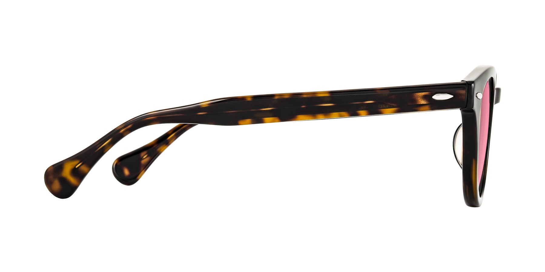 Side of Estean in Dark Tortoise with Pink Tinted Lenses