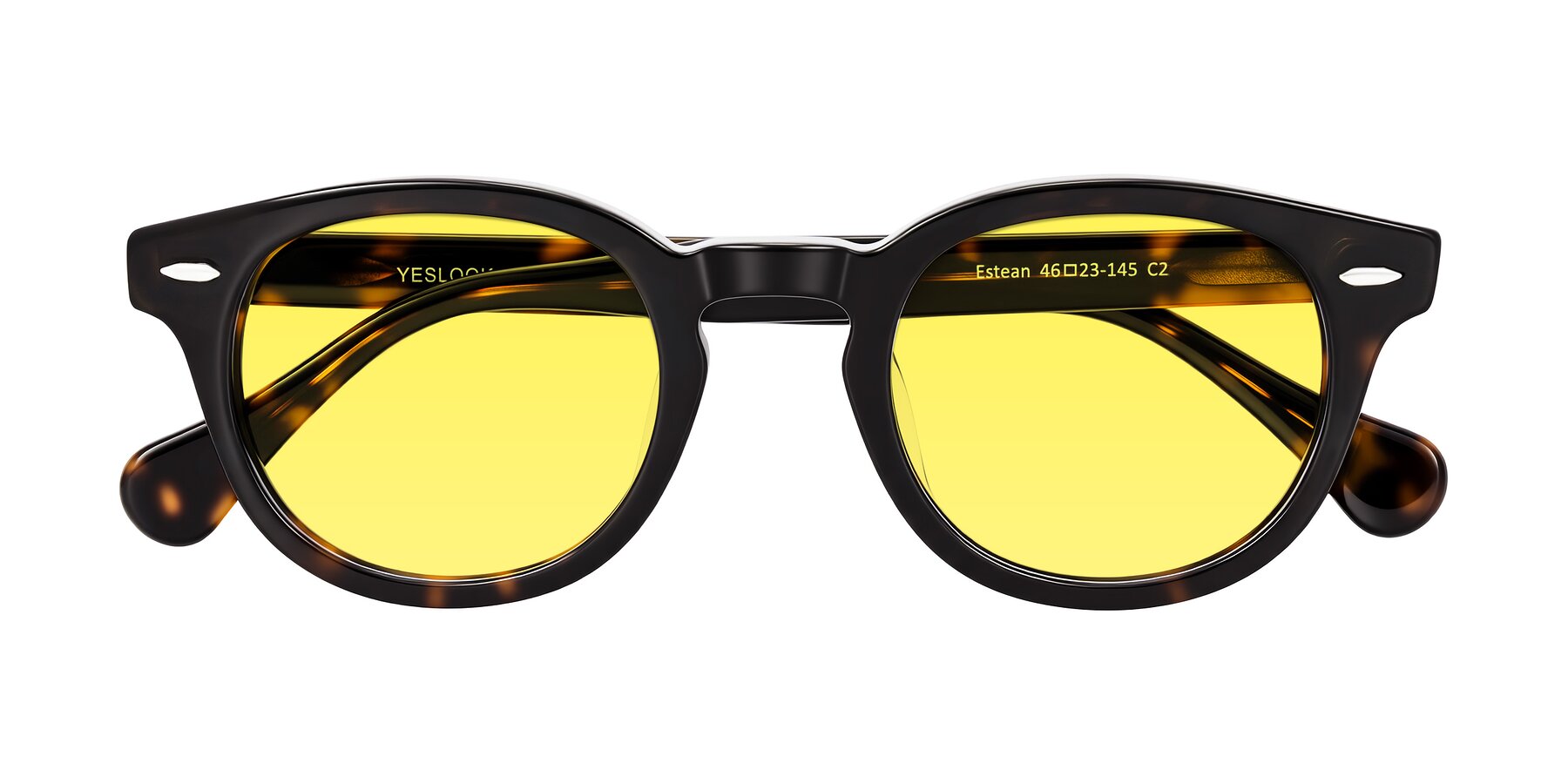 Folded Front of Estean in Dark Tortoise with Medium Yellow Tinted Lenses