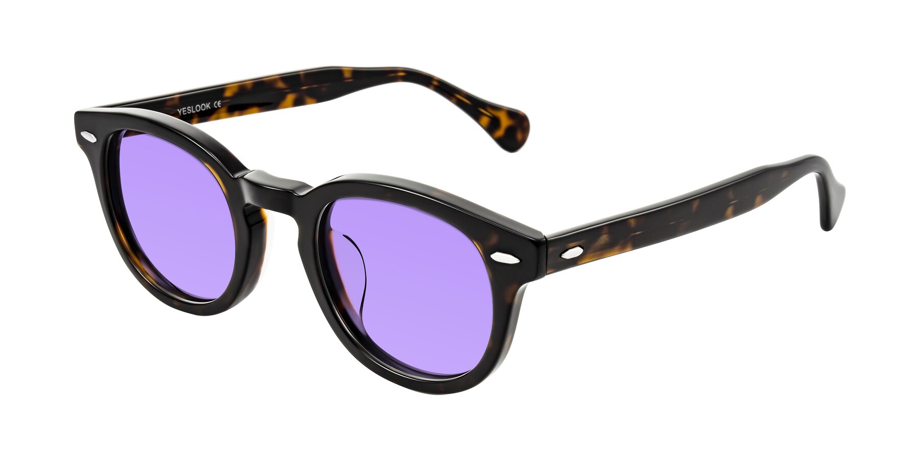 Angle of Estean in Dark Tortoise with Medium Purple Tinted Lenses