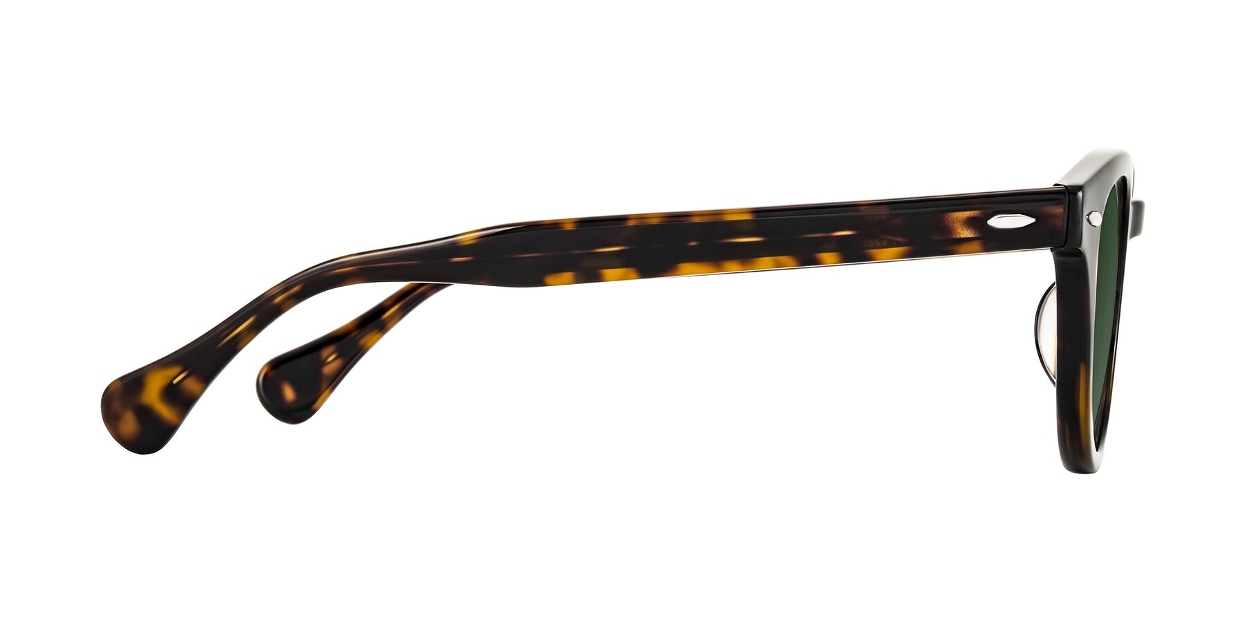 Side of Estean in Dark Tortoise with Green Tinted Lenses