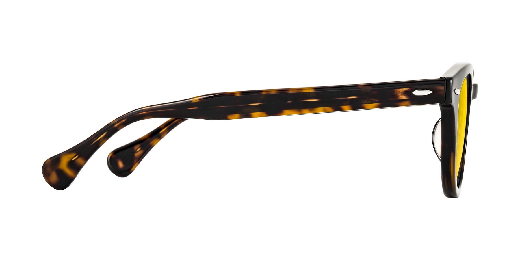 Side of Estean in Dark Tortoise with Yellow Tinted Lenses