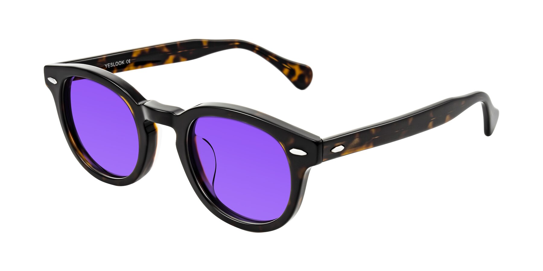 Angle of Estean in Dark Tortoise with Purple Tinted Lenses