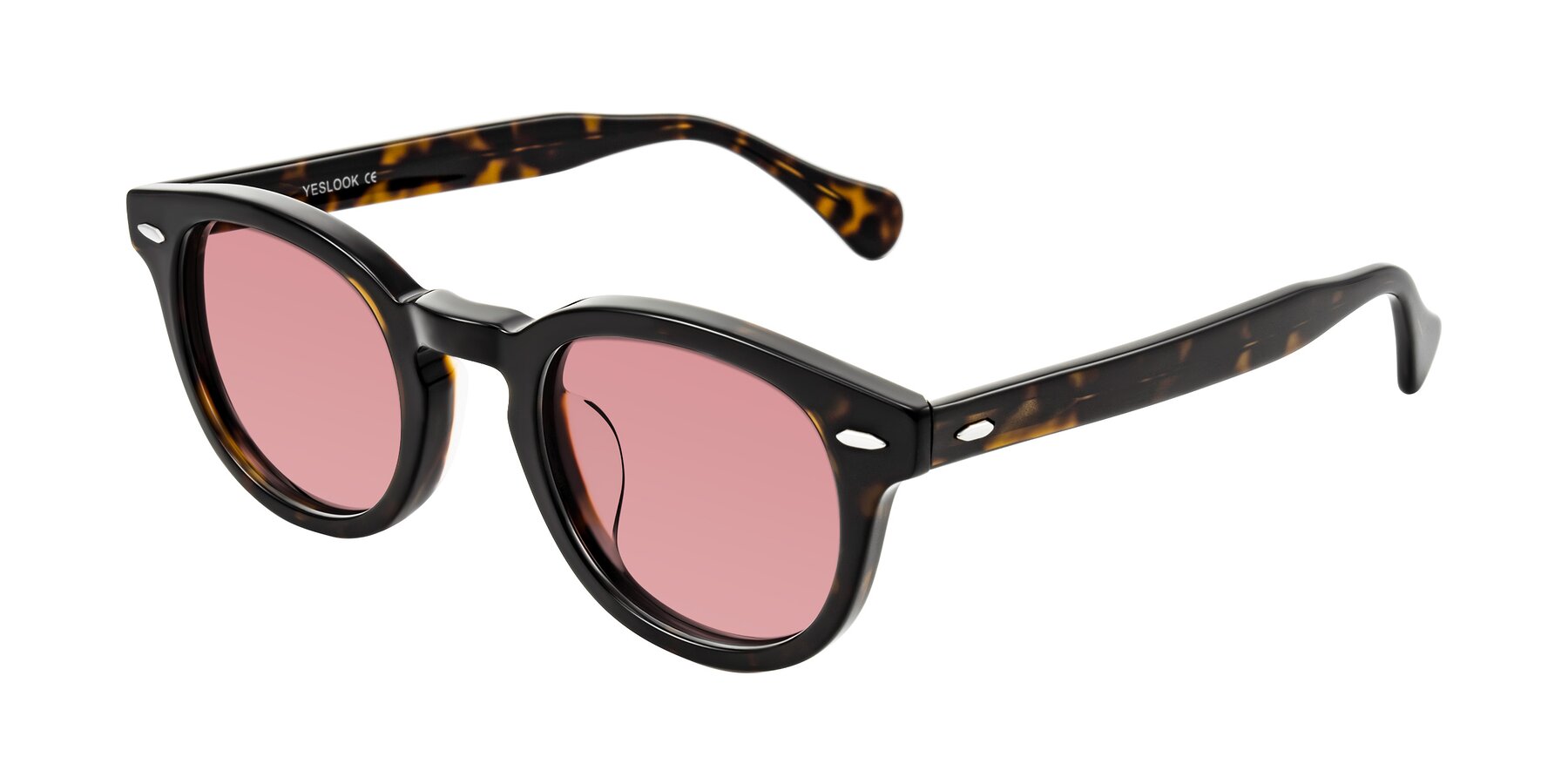 Angle of Estean in Dark Tortoise with Medium Garnet Tinted Lenses