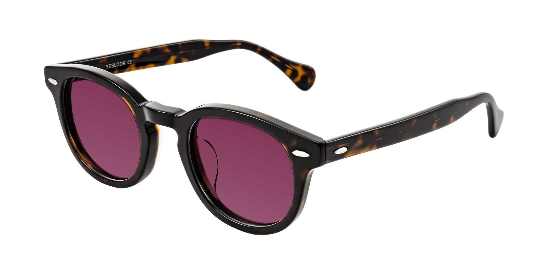 Angle of Estean in Dark Tortoise with Wine Tinted Lenses