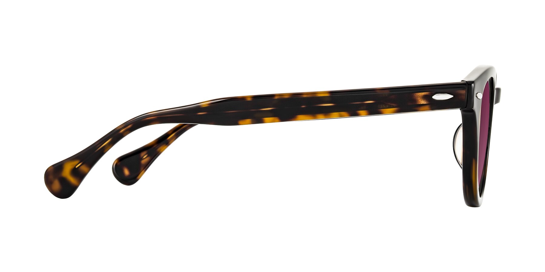 Side of Estean in Dark Tortoise with Wine Tinted Lenses